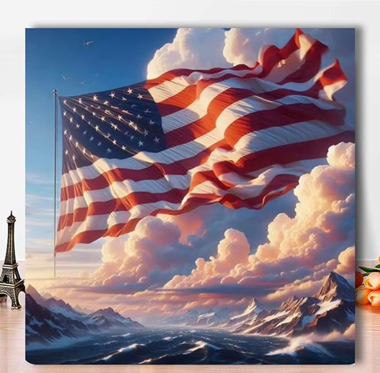 American Flag 4th of July Diamond Painting Kit for Adults – Independence Day Full Drill 5D Rhinestone Art, Patriotic Wall Decor, DIY Home Painting Kit 17.7”×17.7”